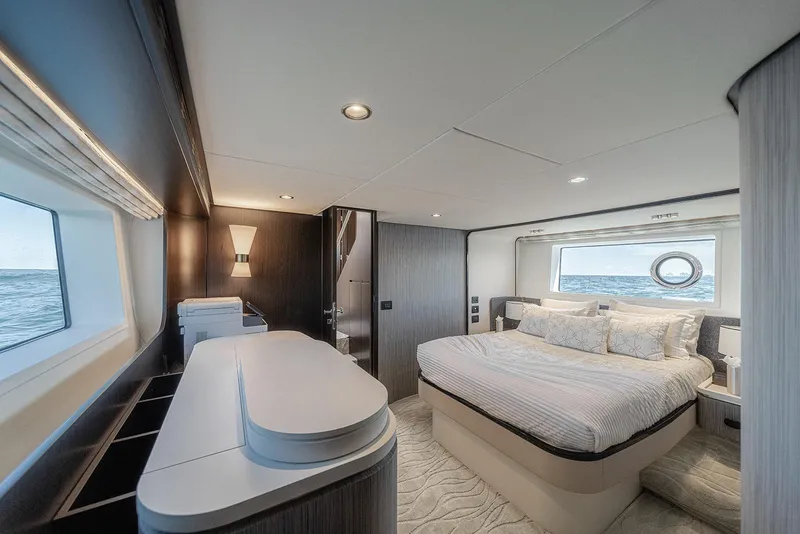 Slide: The Image of Luxurious bedroom interior of 2020 Azimut 60 yacht with ocean view. - 31