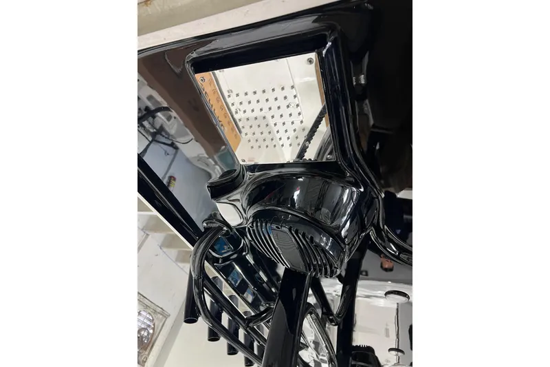 Slide: The Image of 2025 Sea Pro 322 Offshore boat detail, showcasing sleek black components and modern design. - 8