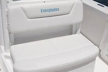 Slide: The Image of Manufacturer Provided Image: 2020 Everglades 243 Center Console boat seat with white upholstery. - 8