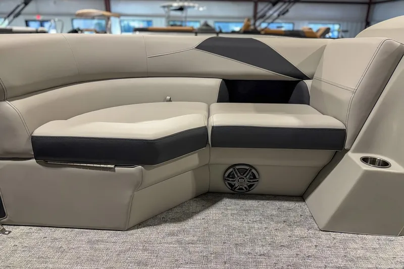 Slide: The Image of Luxurious seating in 2025 Trifecta 22RF LE pontoon boat, featuring modern design and premium materials. - 10