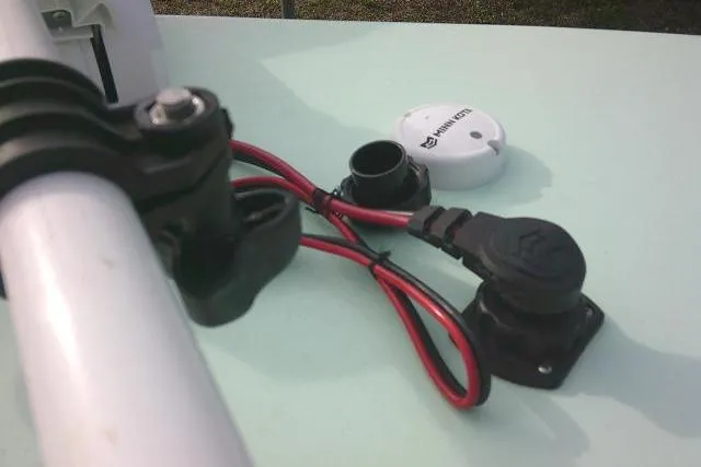 Slide: The Image of 2020 Skimmer Skiff 14 SKIFF boat wiring and mount components on deck. - 6