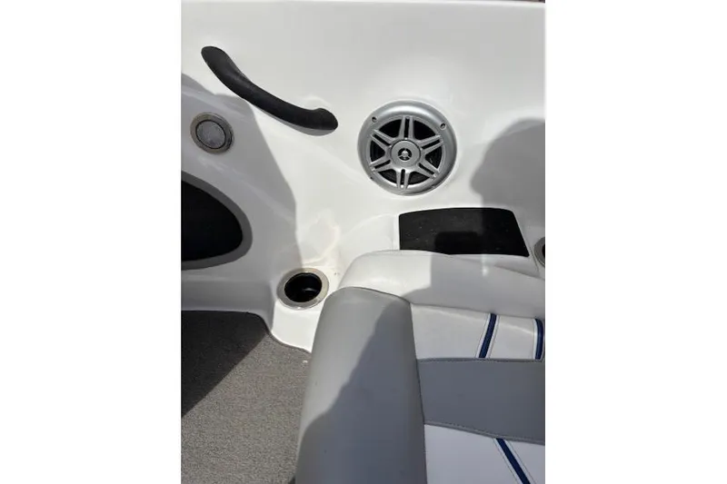 Slide: The Image of Interior of 2022 Nitro Z19 Sport boat with speaker and seating detail. - 16
