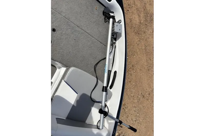 Slide: The Image of 2022 Nitro Z19 Sport boat interior with mounted fishing rod holder. - 7
