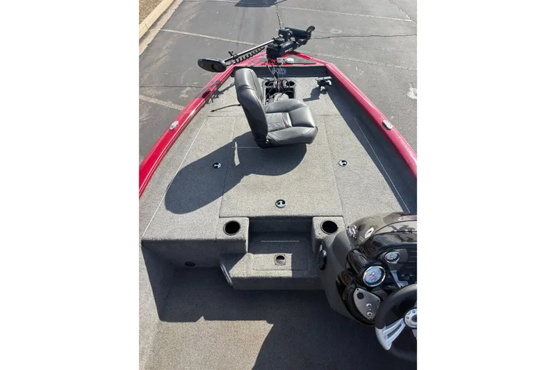 Slide: The Image of 2021 Tracker Pro Team 175 TXW Tournament Edition boat interior with seating and controls. - 7