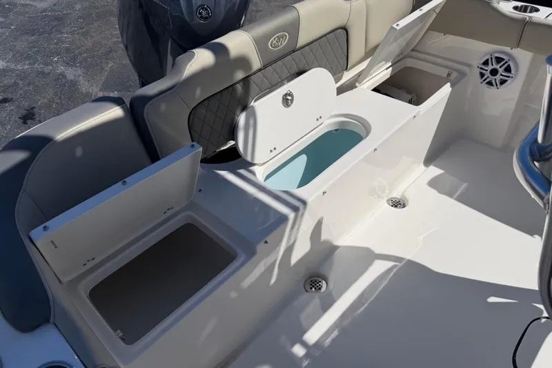 Slide: The Image of 2026 Key West 203 FS boat interior with storage compartments and seating. - 20