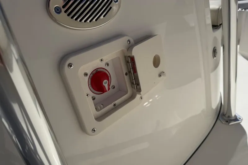 Slide: The Image of 2026 Key West 203 FS boat detail showing a control panel and speaker. - 44