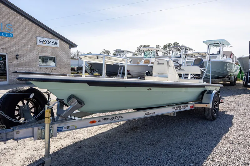 Slide: The Image of 2024 Maverick 17 HPX-S boat on trailer at dealership. - 3