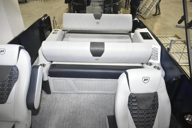 Slide: The Image of Luxurious interior of 2026 Premier 250 Intrigue RLO - CL pontoon boat. - 16