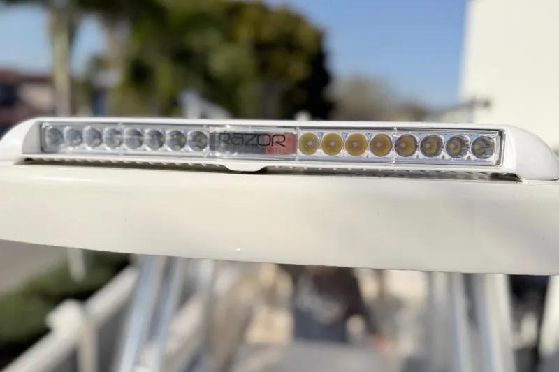 Slide: The Image of LED light bar on 2004 Grady White 273 boat, close-up view. - 114