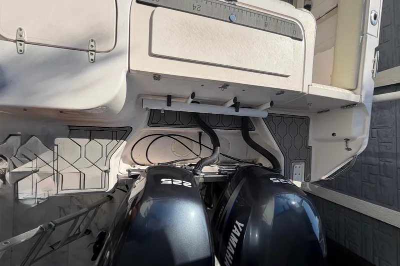 Slide: The Image of 2004 Grady White 273 boat with dual Yamaha 225 engines, rear view. - 33