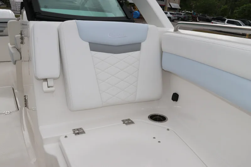 Slide: The Image of Interior view of 2026 Robalo R257 Dual Console boat compartment. - 45