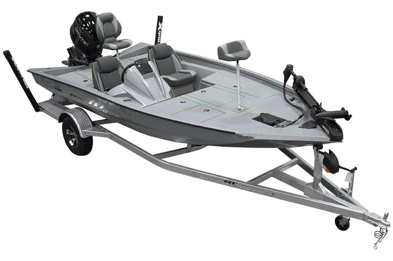 Slide: The Image of Manufacturer Provided Image: 2026 Xpress H18 fishing boat on trailer, featuring modern design and seating. - 6
