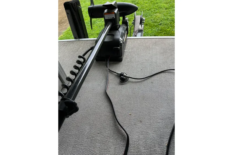 Slide: The Image of 2020 Tahoe Pontoon Sport Cruise Rear Bench 18' with trolling motor on deck. - 15