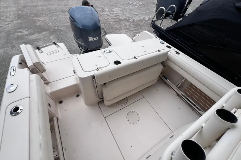 Slide: The Image of 2018 Grady-White Fisherman 236 boat interior with Yamaha 300 engine, spacious deck layout. - 5