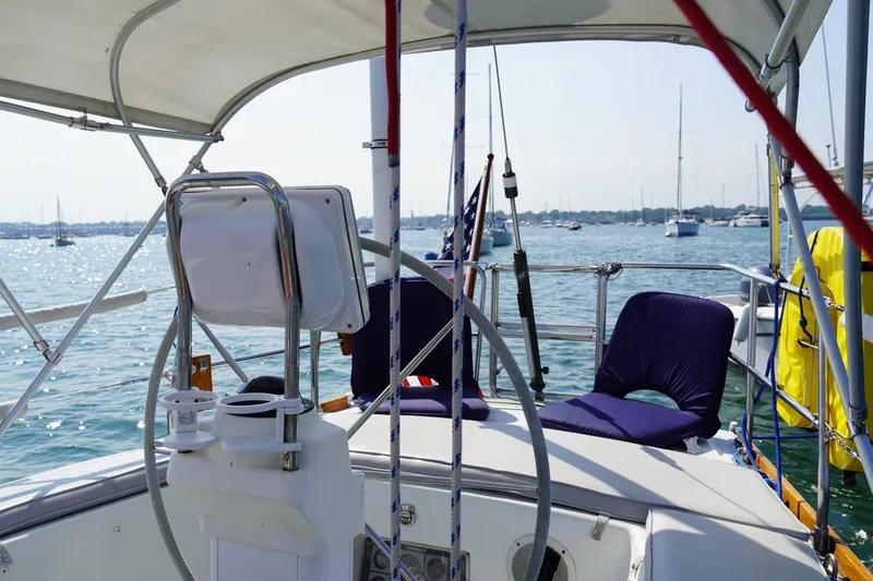 Slide: The Image of Cockpit of J Boats J/42 sailboat, 1997 model, on calm waters. - 16