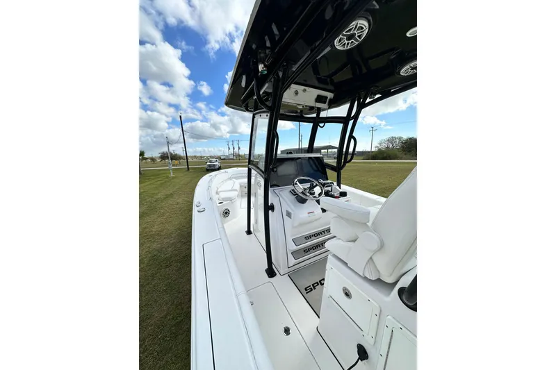 Slide: The Image of 2021 Sportsman Open 282 Center Console boat with sleek design and modern features. - 61