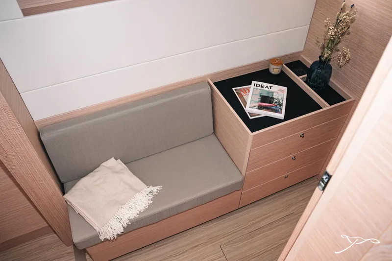 Slide: The Image of Interior of 2025 Nautitech 40 Open yacht with cozy seating and modern decor. - 42