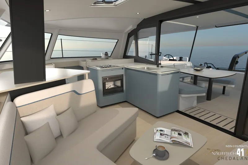 Slide: The Image of Luxurious interior of 2026 Nautitech 41 Type S catamaran. - 15