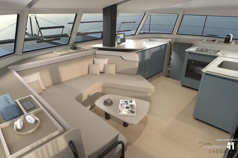 Slide: The Image of Interior of Nautitech 41 Type S yacht, modern and stylish, year 2026. - 16