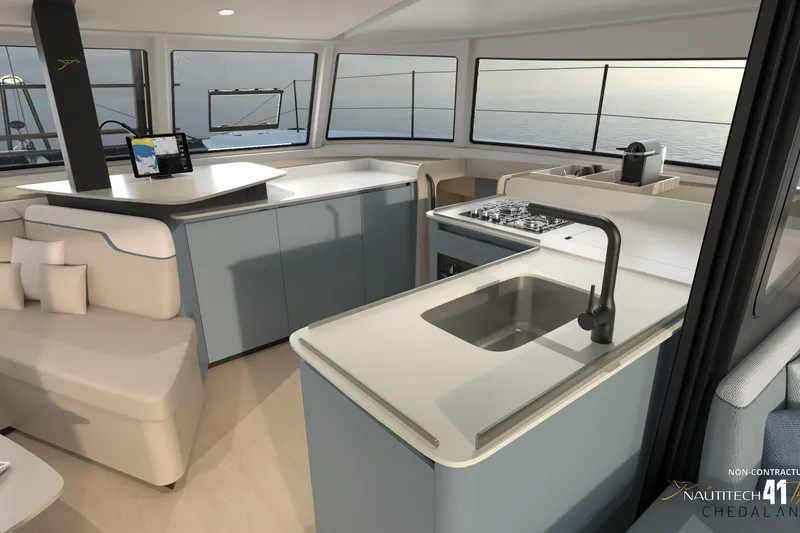 Slide: The Image of Interior of Nautitech 41 Type S yacht, modern kitchen, 2026 model. - 19