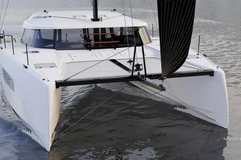 Slide: The Image of Nautitech 41 Type S 2026 catamaran on calm water. - 48