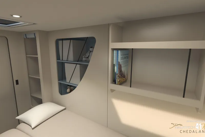 Slide: The Image of Interior of Nautitech 41 Type S 2026 with bookshelf. - 44