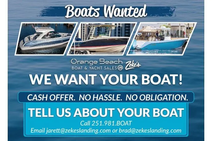 Slide: The Image of Boats wanted advertisement by Orange Beach Boat & Yacht Sales, featuring 2024 Manitou 25 LX SRW Dual Engine. - 20