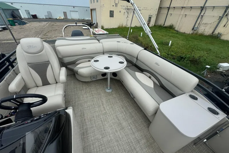 Slide: The Image of Luxurious interior of 2017 JC 23 Neptoon TT Sport pontoon boat with plush seating. - 12