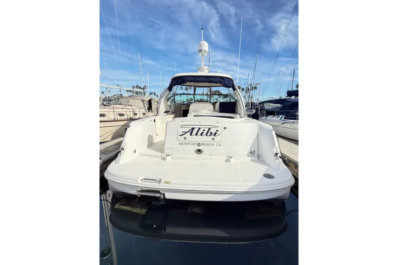 Slide: The Image of 2008 Sea Ray 40 Sundancer yacht docked in Newport Beach marina. - 3