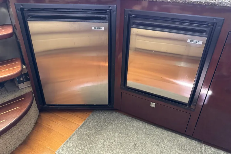 Slide: The Image of Stainless steel refrigerators in 2008 Sea Ray 40 Sundancer yacht interior. - 38