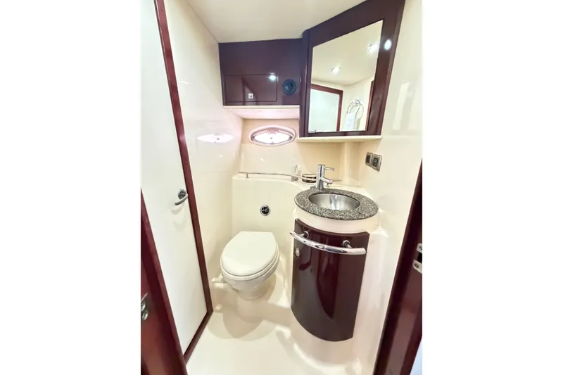 Slide: The Image of Luxurious bathroom in 2008 Sea Ray 40 Sundancer yacht with modern fixtures and elegant design. - 47