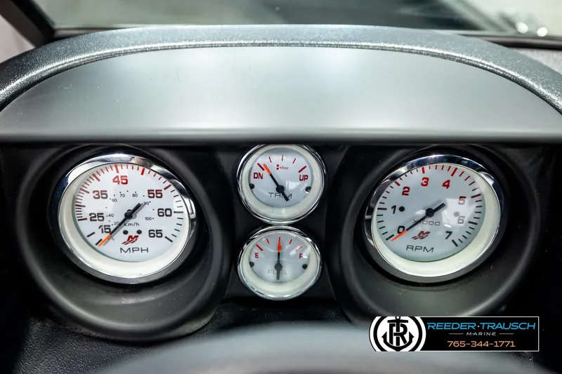 Slide: The Image of Dashboard of 2023 Lund 1875 Impact XS boat with speedometer and RPM gauges. - 35