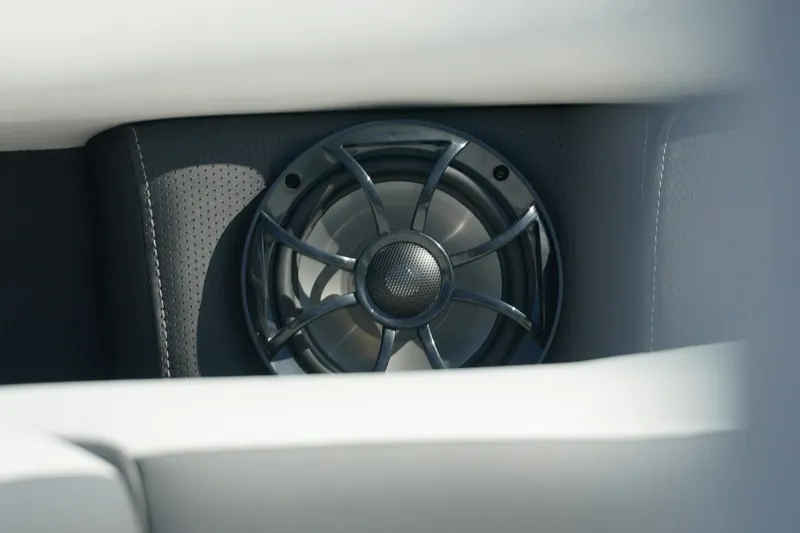 Slide: The Image of Speaker detail in 2026 Trifecta 24E CS boat interior. - 36