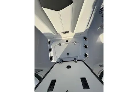 Slide: The Image of 2026 Rabalo 206 Cayman boat interior, featuring storage compartment and sleek design. - 11