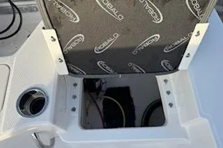 Slide: The Image of 2026 Rabalo 206 Cayman boat seat with storage compartment open. - 20