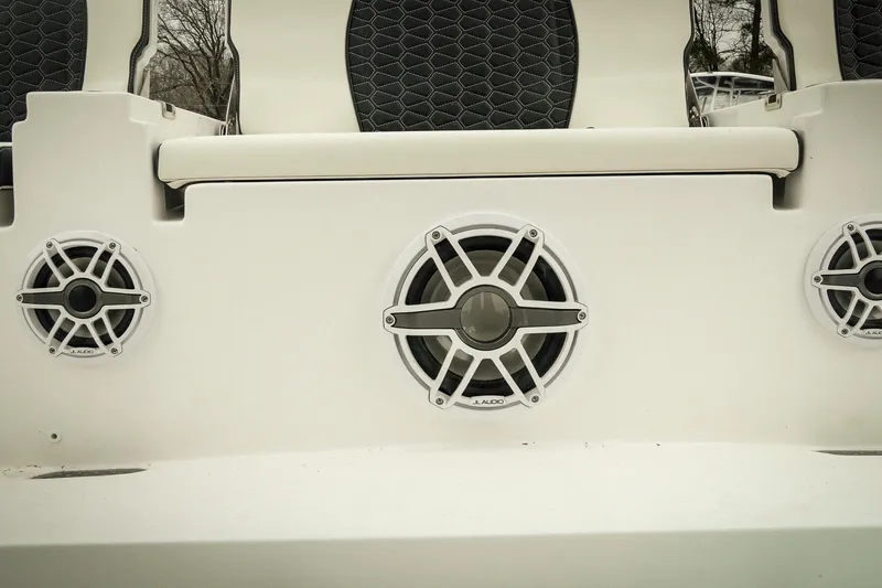 Slide: The Image of 2026 Tidewater 2500 Carolina Bay boat with JL Audio speakers on deck. - 27