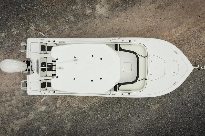 Slide: The Image of Aerial view of 2026 Tidewater 2500 Carolina Bay boat on a trailer. - 5