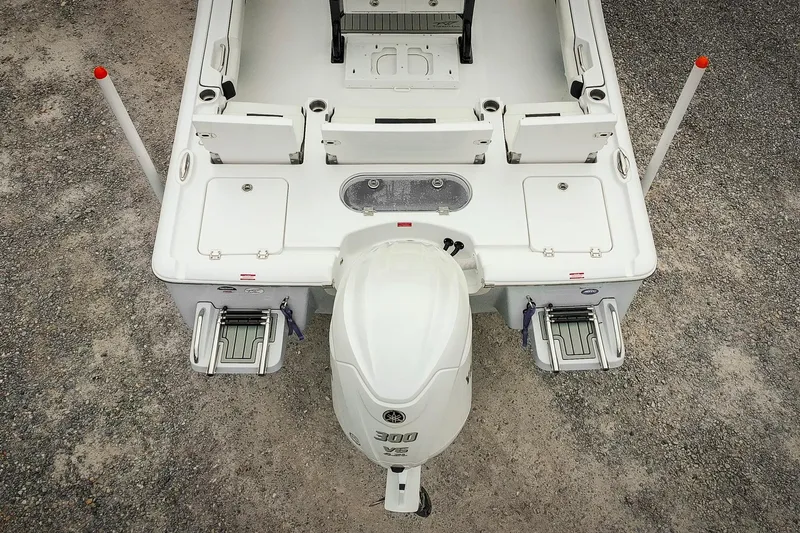 Slide: The Image of 2026 Tidewater 2500 Carolina Bay boat, aerial view of deck and engine. - 7