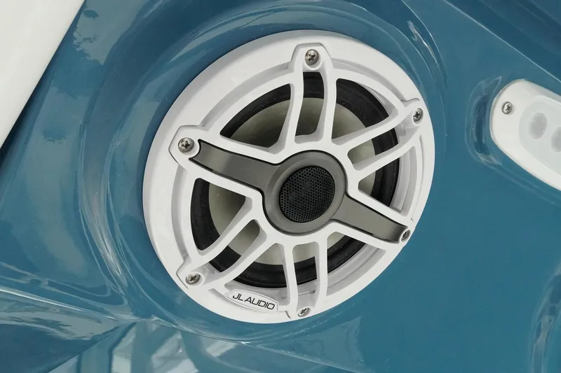 Slide: The Image of Close-up of JL Audio speaker on 2026 Tidewater 232 LXF boat. - 33