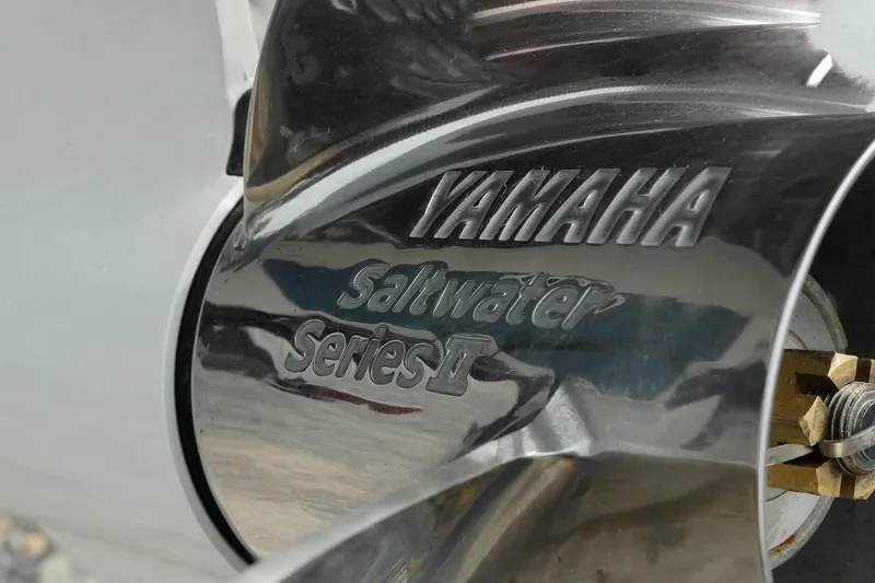 Slide: The Image of Close-up of Yamaha Saltwater Series II propeller on 2026 Tidewater 232 LXF boat. - 56