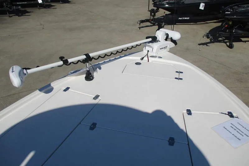Slide: The Image of 2023 Custom Pathfinder 2500 boat deck with Minn Kota trolling motor. - 12