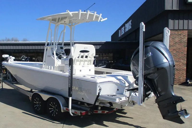 Slide: The Image of 2023 Custom Pathfinder 2500 boat with Yamaha outboard motor on trailer. - 3
