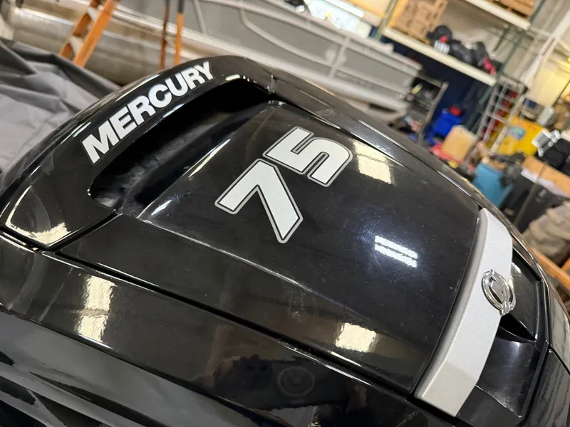 Slide: The Image of Mercury 75 outboard motor on a 2024 Tahoe T16 boat. - 25
