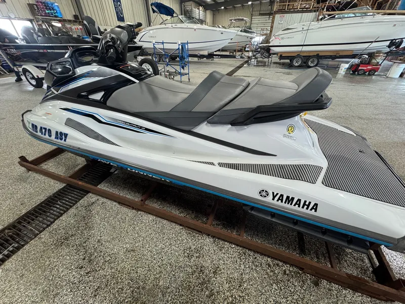 Slide: The Image of 2019 Yamaha VX Cruiser jet ski in a storage facility. - 3