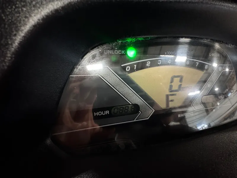 Slide: The Image of Yamaha VX Cruiser 2019 dashboard with speedometer and warning lights. - 4