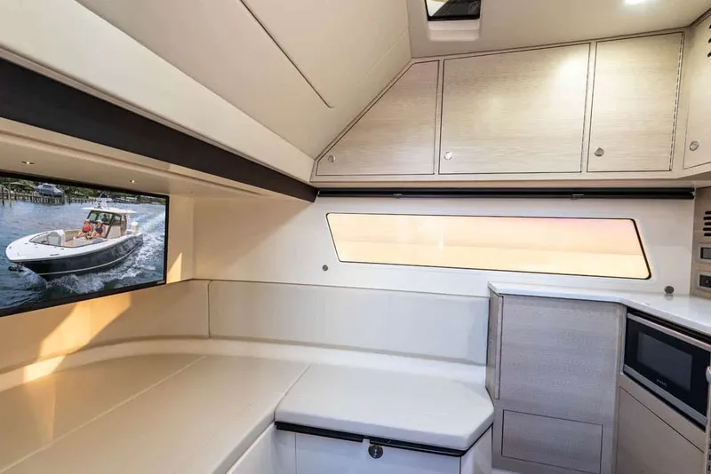 Slide: The Image of Interior of 2023 Scout 377 LXF yacht with modern amenities. - 19