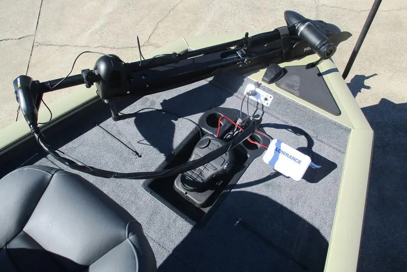 Slide: The Image of 2026 Tracker Pro Team 190 boat deck with trolling motor and Lowrance equipment. - 6