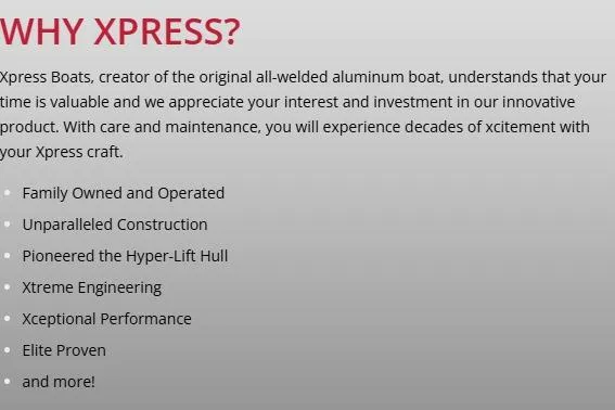 Slide: The Image of Why Xpress? Discover the 2026 Express H20 Bay's unparalleled construction and exceptional performance. - 16