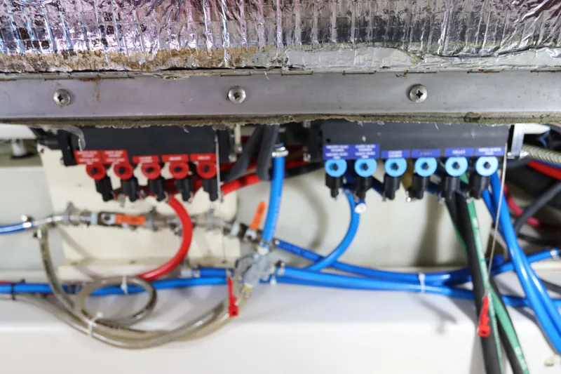 Slide: The Image of Electrical panel with wiring in a 2007 Catalina Morgan 440 boat. - 82