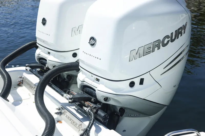 Slide: The Image of Spacious deck of 2022 Freeman 47 boat with sleek design and modern speakers. - 37